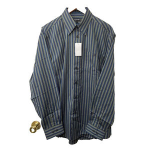 2 Ply 100's Cotton Reel Mens Shirt Multi Color Striped Button Up Size L- NWT